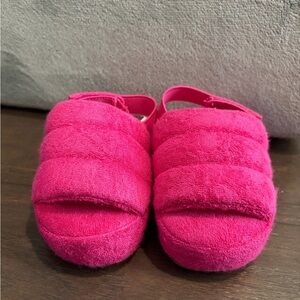 GAP Cozy Pink Baby Sandals Slippers Shoes Strappy Faux Ugg Y2K chunky platform